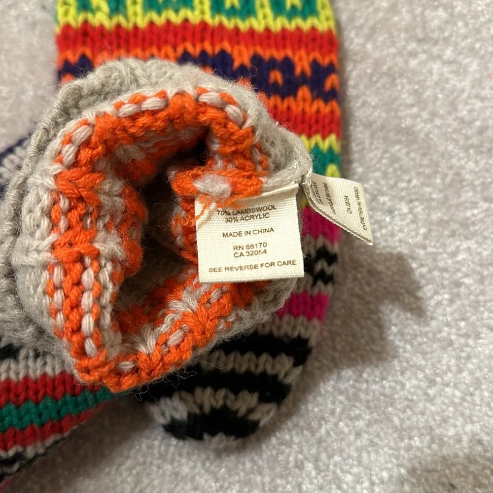 Free People Long Wool Knit Colorful Mittens One Size - Picture 5 of 5